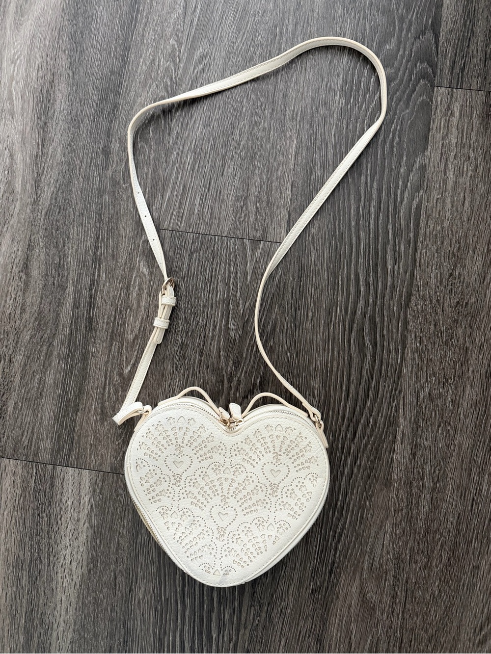 LC Lauren Conrad Cream Heart-Shaped Crossbody Bag